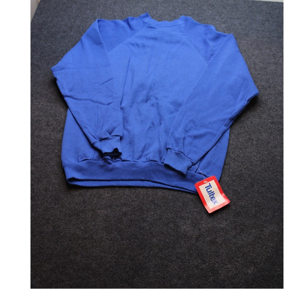Vintage Tultex Sweatshirt Mens XL Royal Blue Blank Crewneck Raglan Made in USA